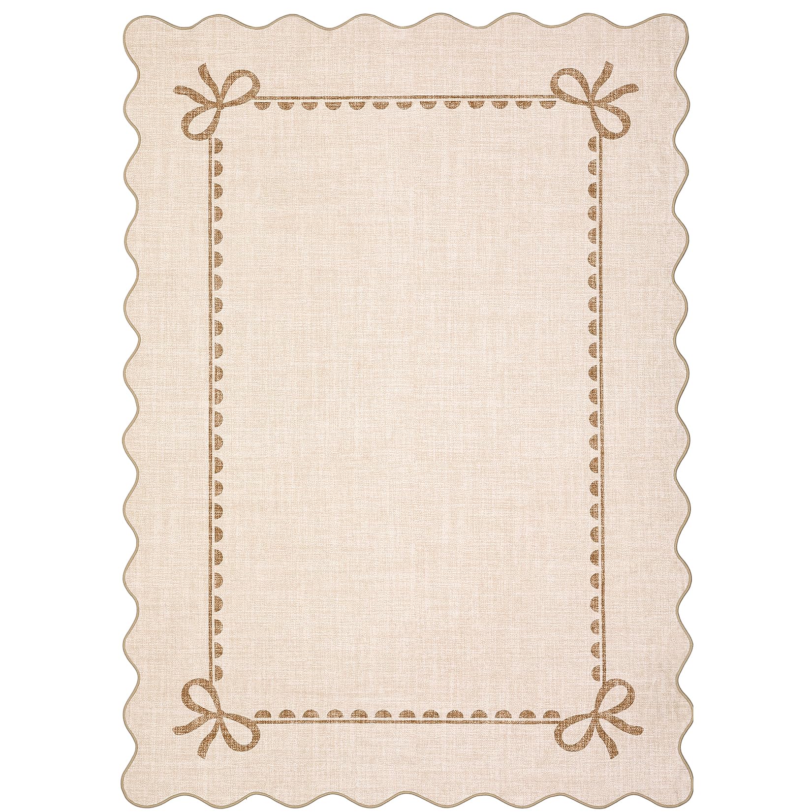 GarveeHome beige scalloped rug ideal for dorm rooms and college bedrooms
