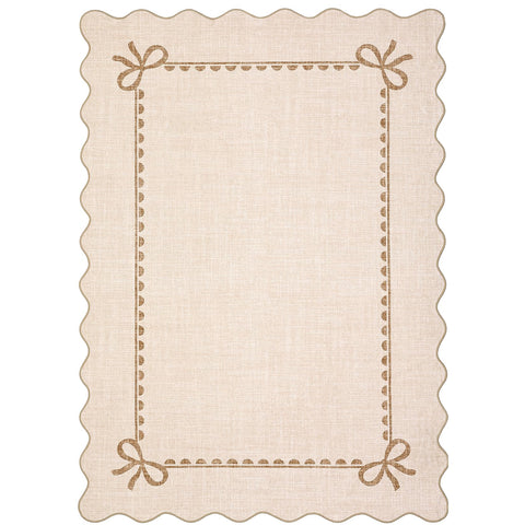 GarveeHome beige scalloped rug ideal for dorm rooms and college bedrooms