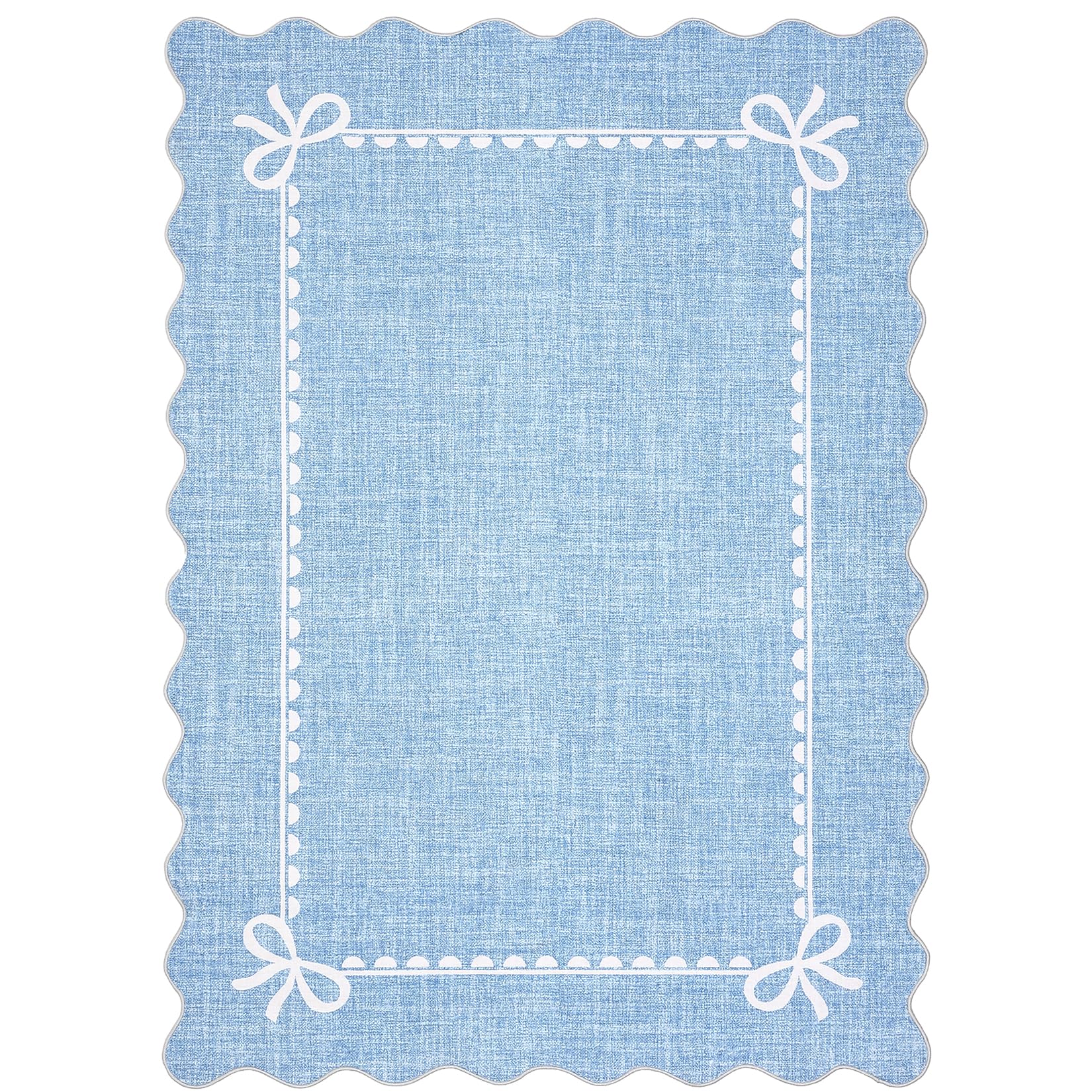 GarveeHome scalloped bow rug at dorm entryway for versatile decor