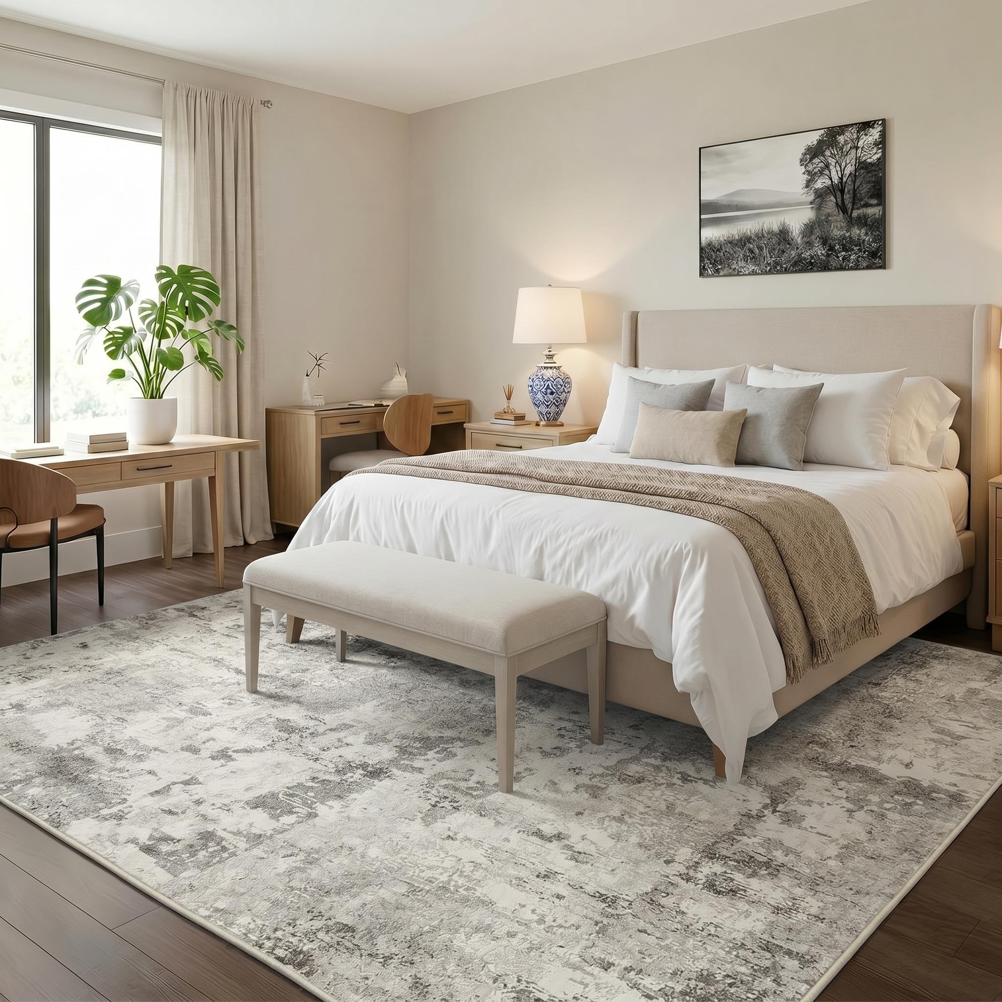 GarveeHome beige rug plush pile for cozy bedrooms and lounges