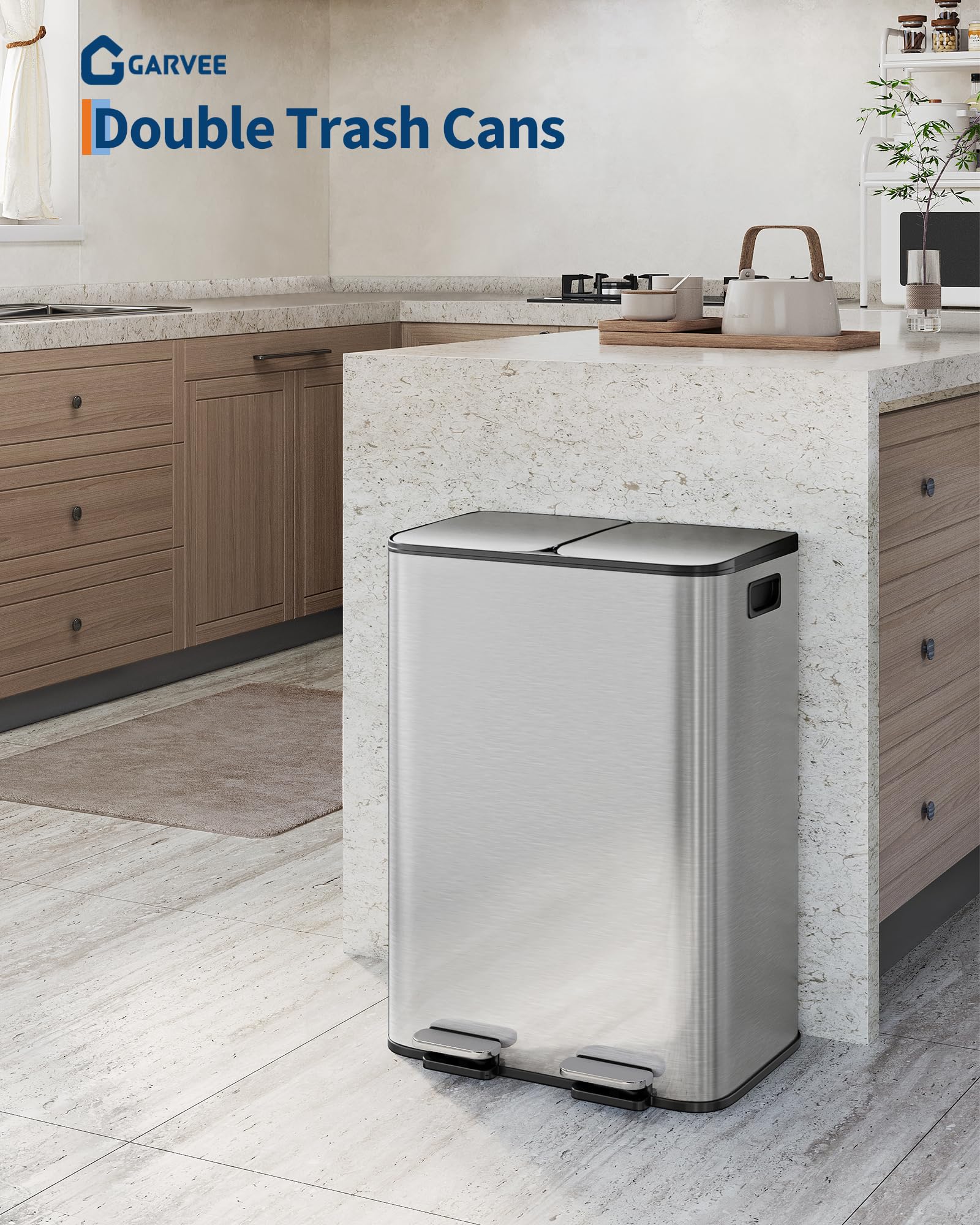 GarveeHome stainless-steel finish close-up shows fingerprint resistance and easy cleaning.