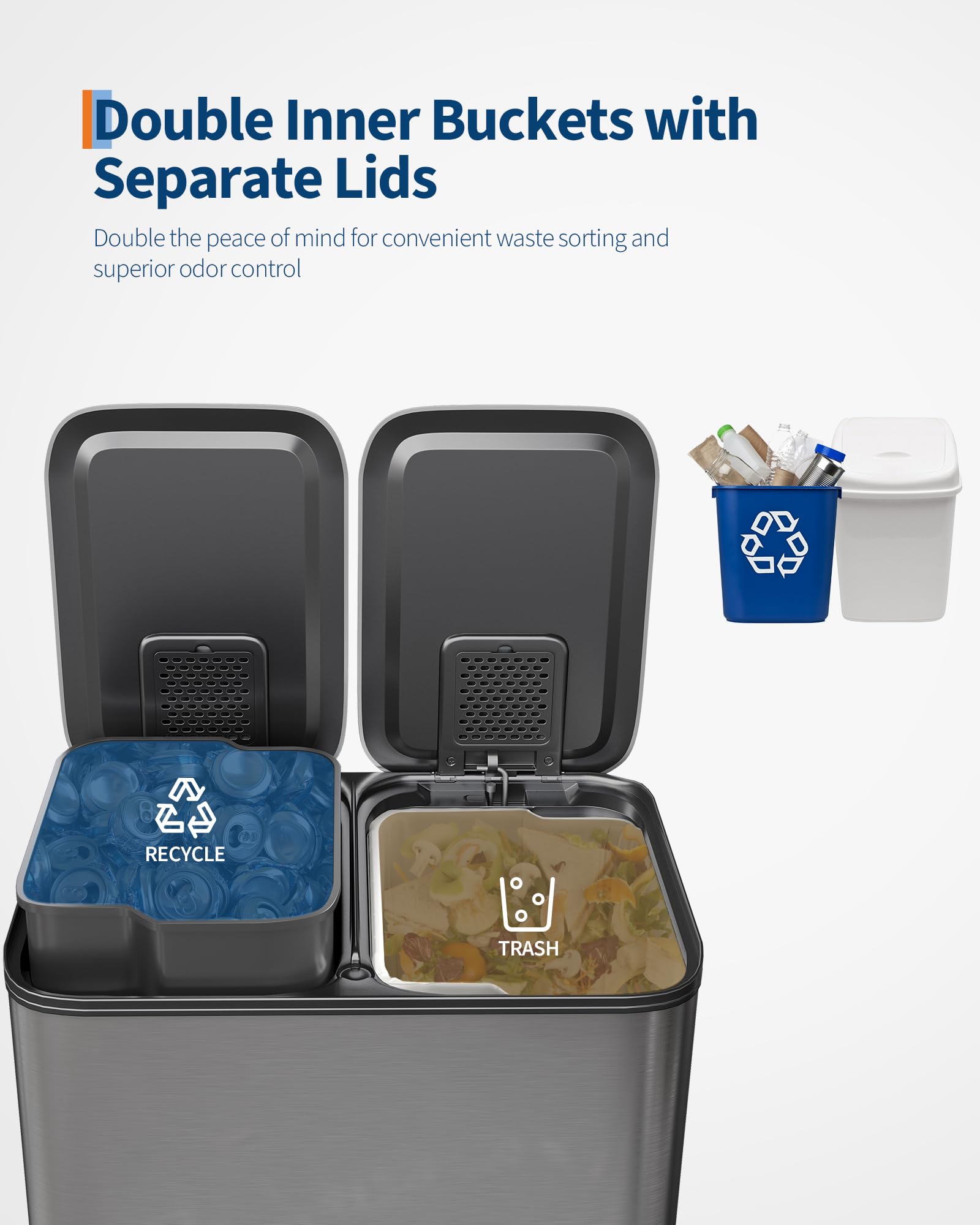 GarveeHome step-on pedal provides hands-free waste disposal.