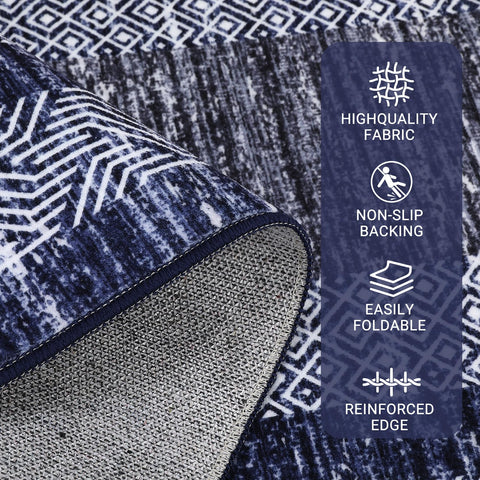 GarveeHome washable blue runner designed for easy cleaning after spills.