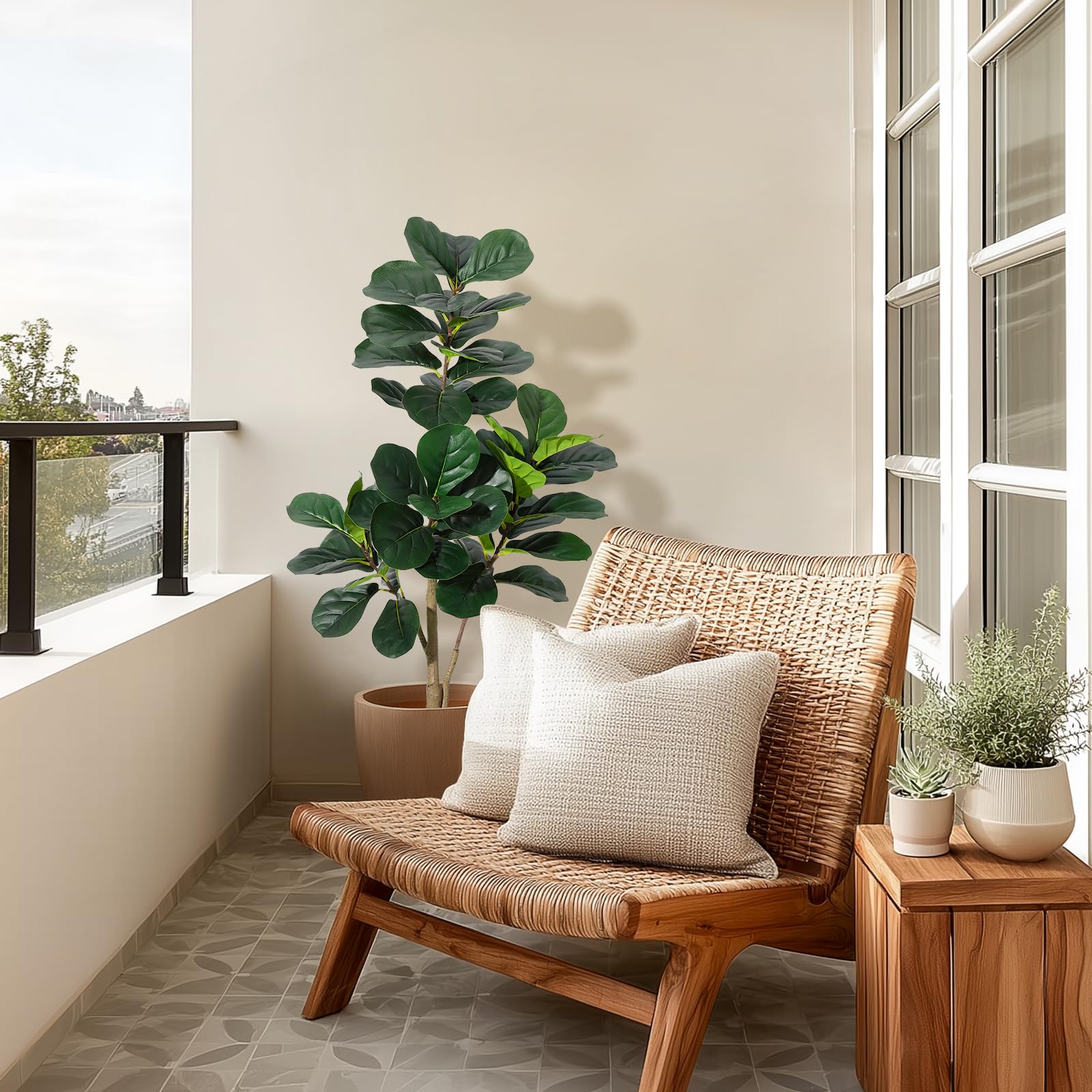 GarveeHome white planter with decorative pebbles complements modern decor