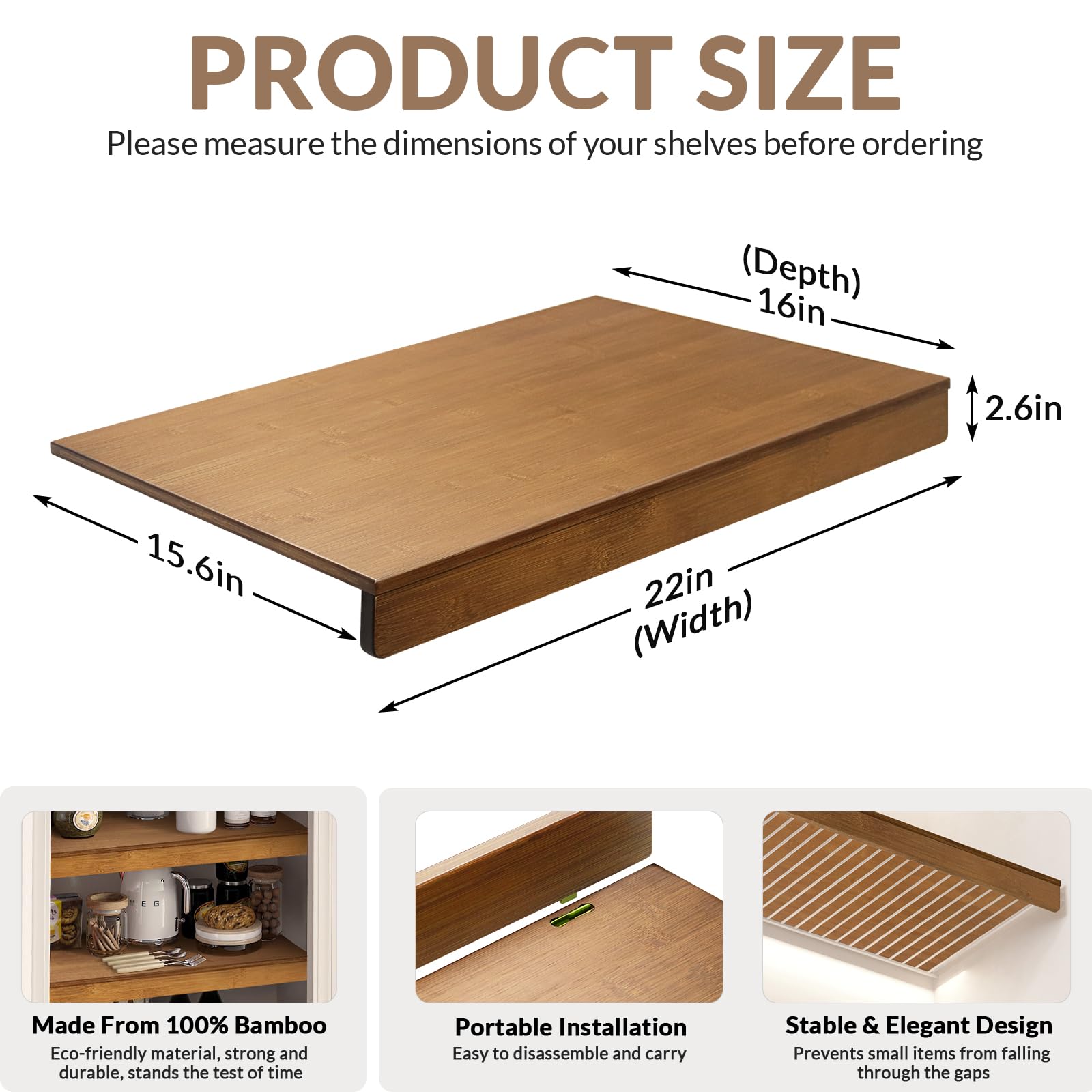 Gashell bamboo wire shelf cover for closet organizer with smooth finish