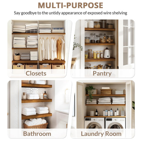 Gashell bamboo wire shelf cover fits multiple sizes on pantry shelves
