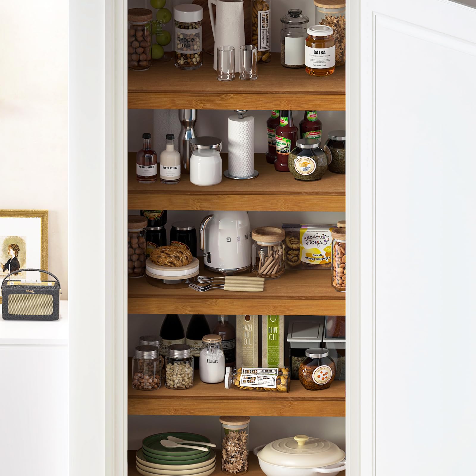 Gashell bamboo wire shelf cover protects shelves with scratch-resistant coating
