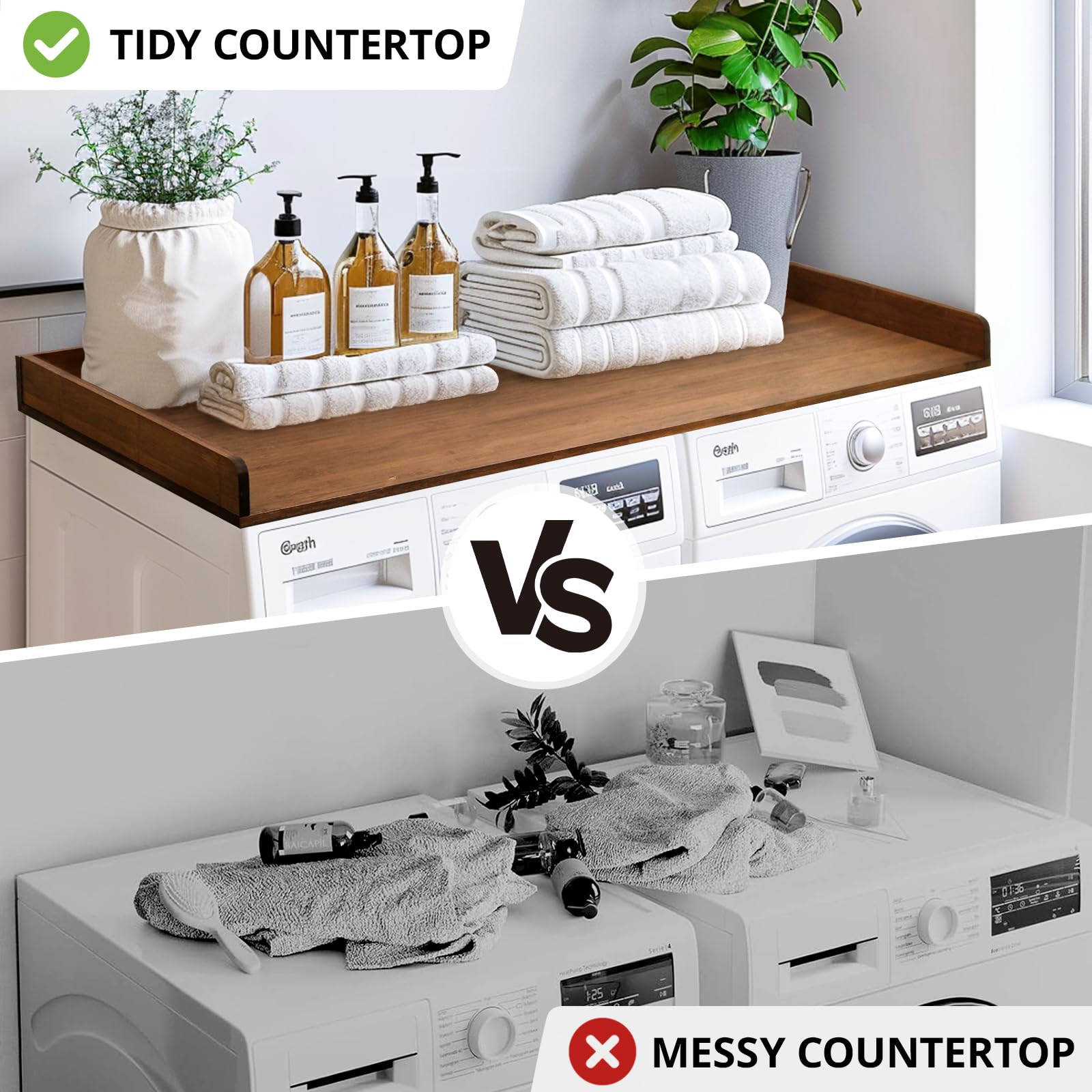 Gashell countertop enhances any laundry room with stylish, tidy organization.
