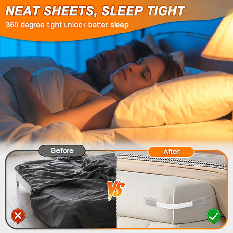 GASLIKE bedding solution helps maintain flat, tidy sheets for restful look.