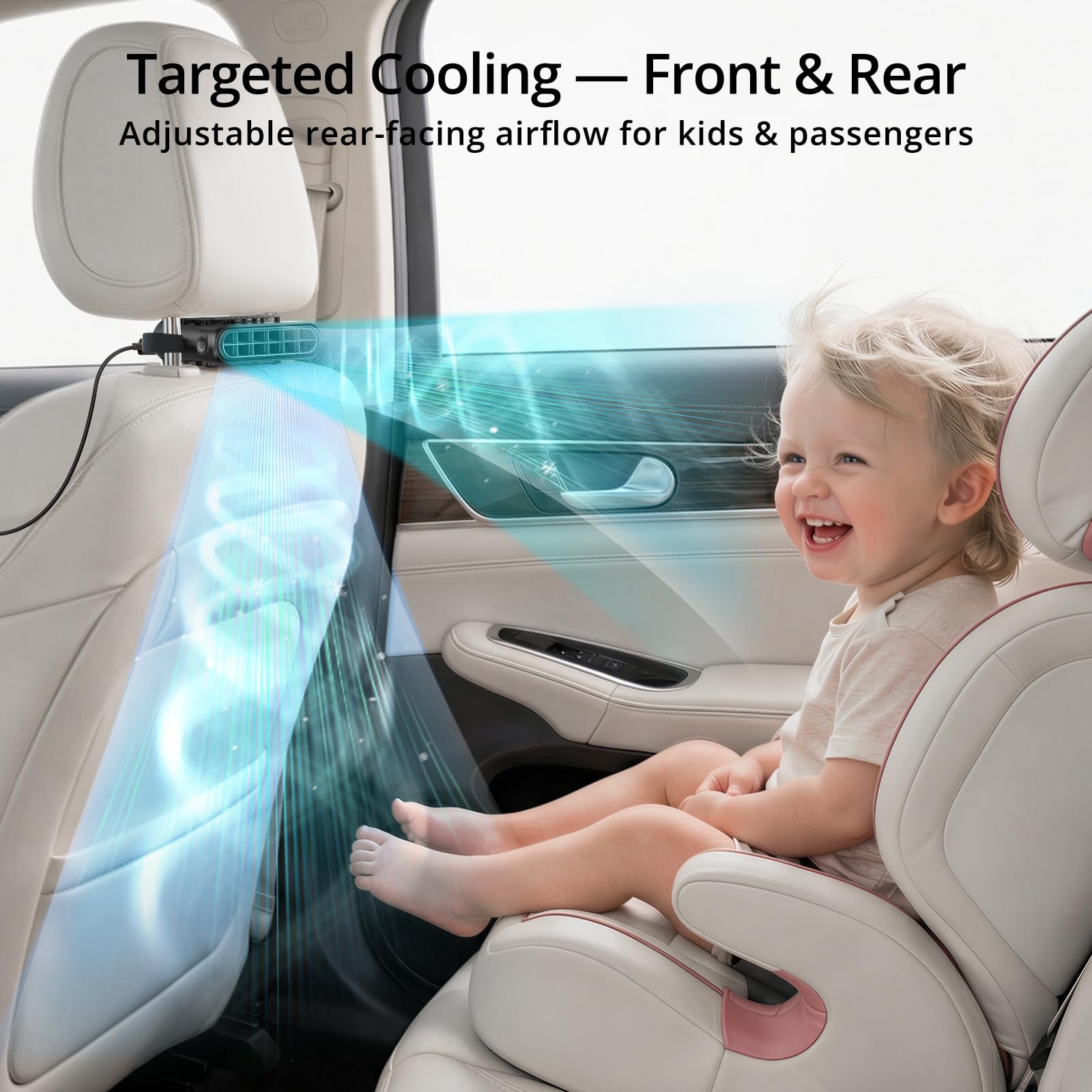 Gathekare headrest fan easy-setup between headrest for secure mounting