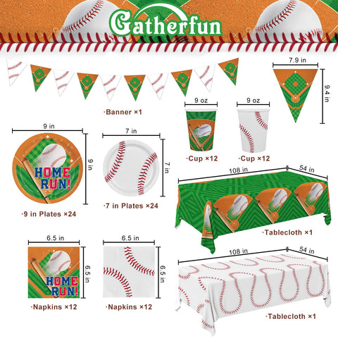 Gatherfun baseball party dessert plates featuring sporty design for snacks