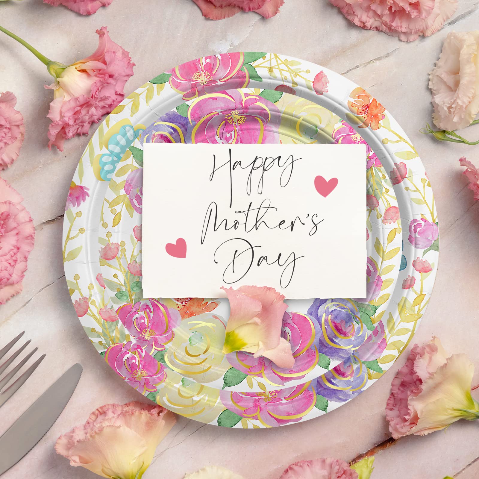 Gatherfun multicolor border with flowers and confetti enhances party decor.