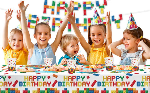 Gatherfun building-block banner and tablecloth for festive setup