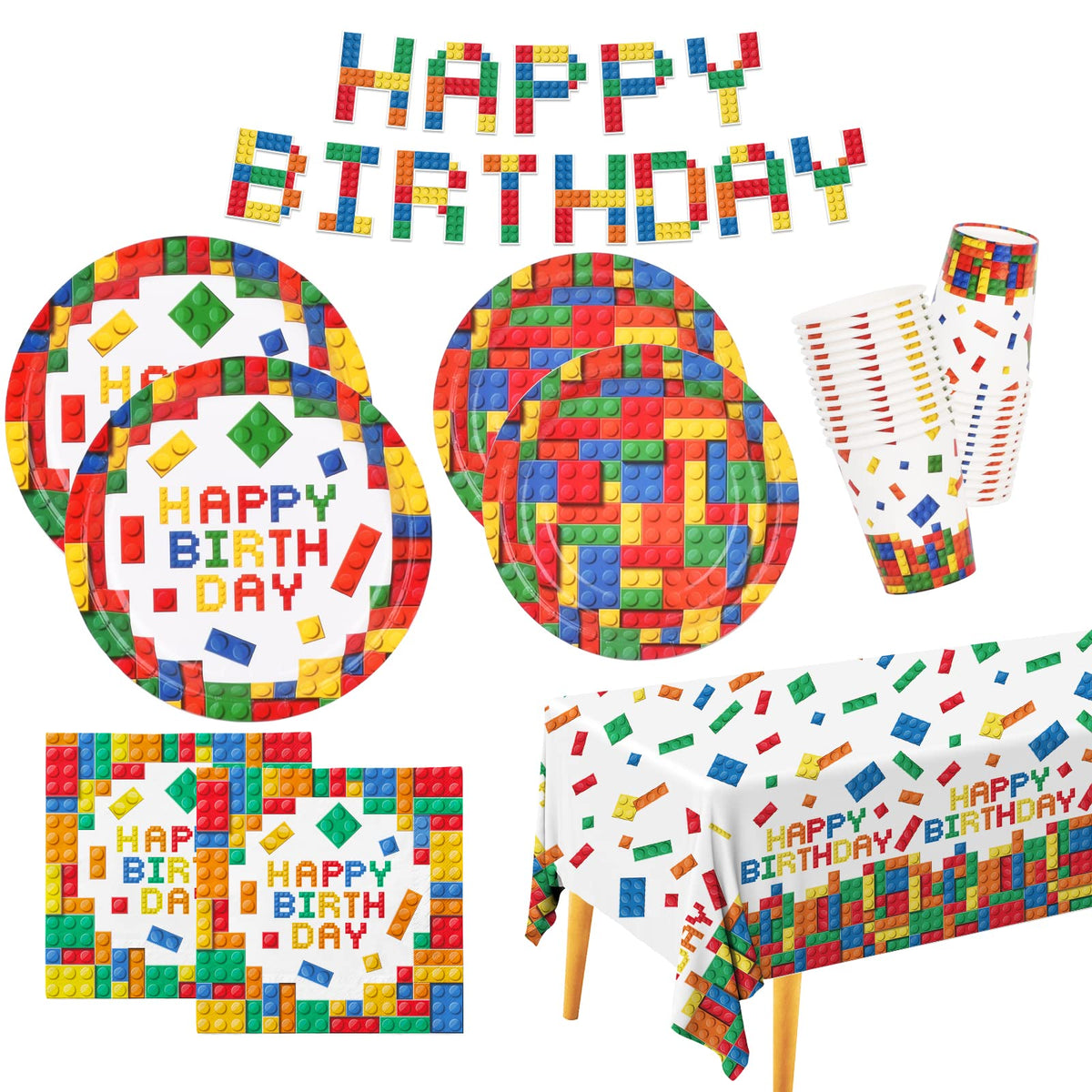Gatherfun building-block plates 9inch set in bold colors for easy cleanup