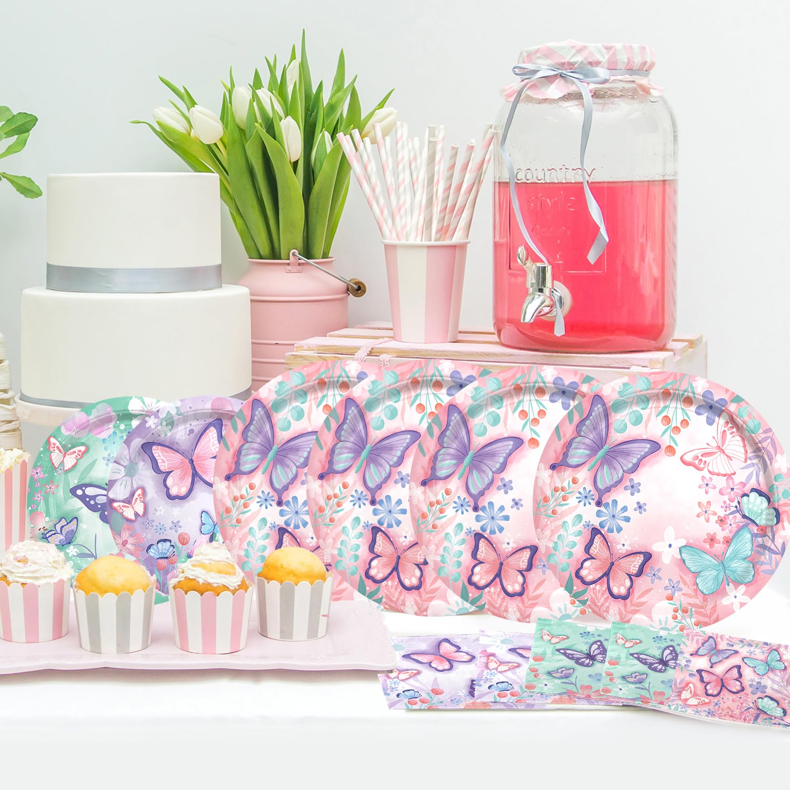 Gatherfun butterfly cups with three designs for easy, mess-free sipping