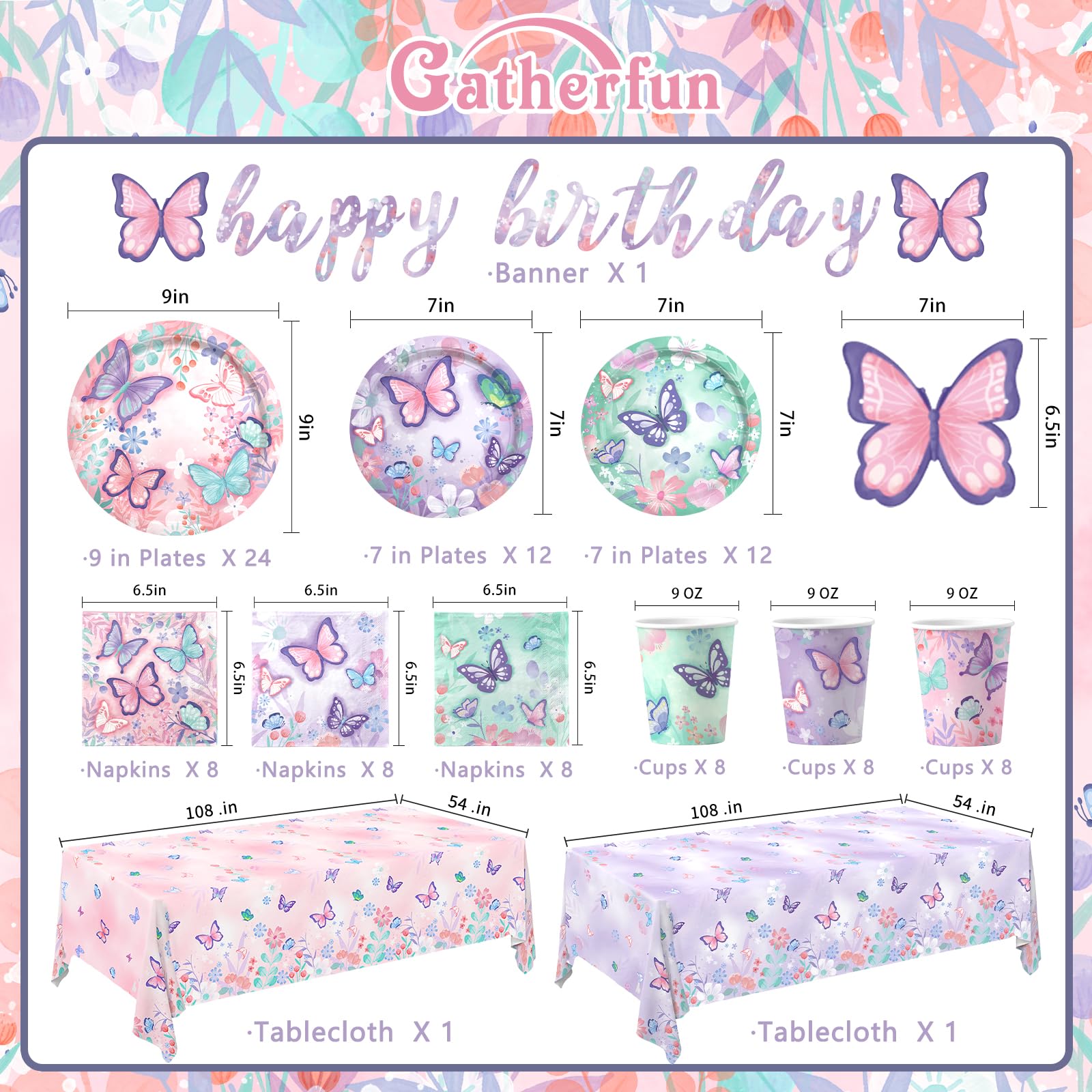 Gatherfun butterfly dessert plates in two designs for festive servings and quick cleanup
