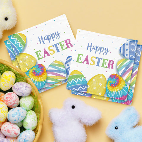 Gatherfun Easter folded 6-5in napkins for quick cleanup.