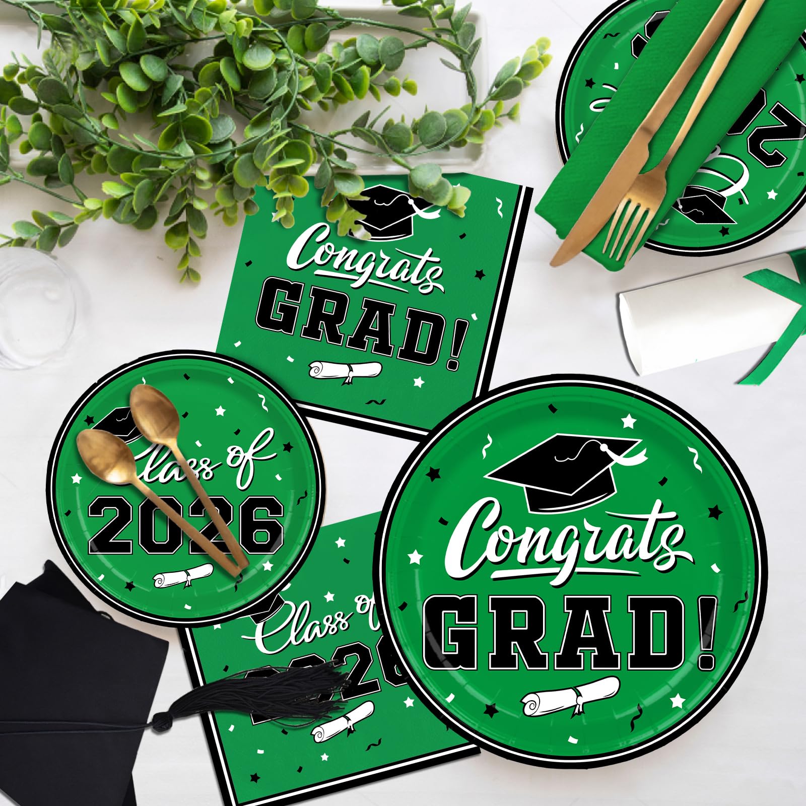 Gatherfun graduation color options with university hues to match party themes