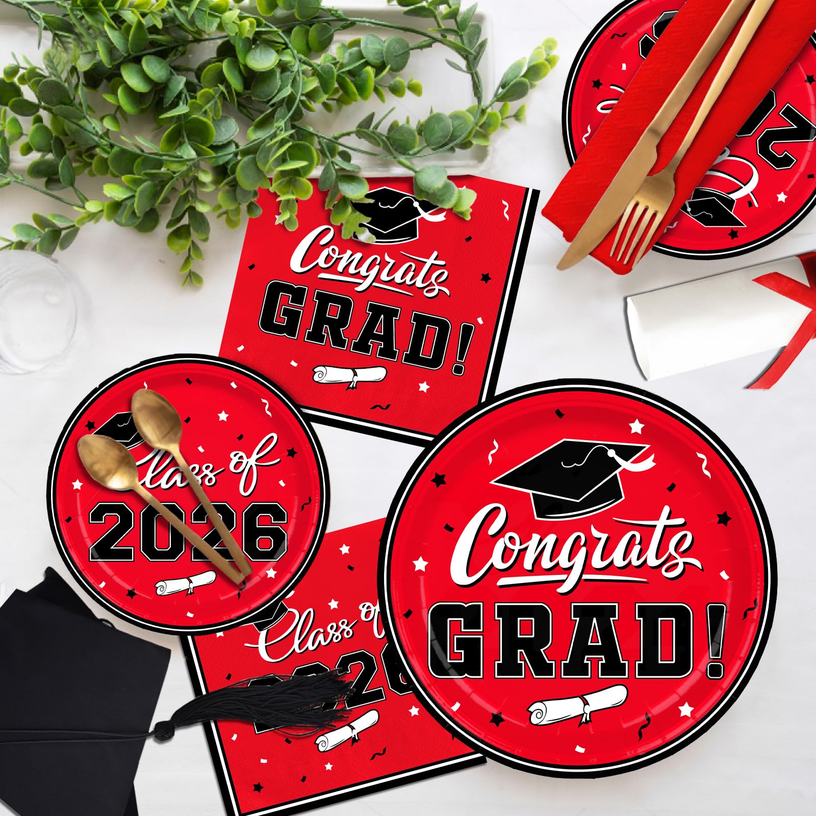 Gatherfun red graduation design with university color themes for photo moments