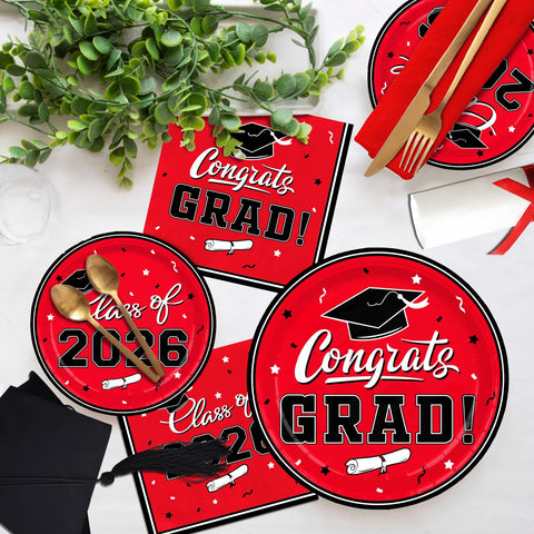 Gatherfun red graduation design with university color themes for photo moments