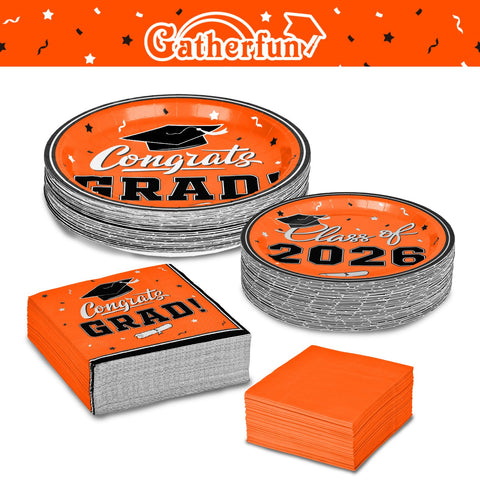 Gatherfun orange graduation decor creates a festive atmosphere for cap-and-gown celebrations.