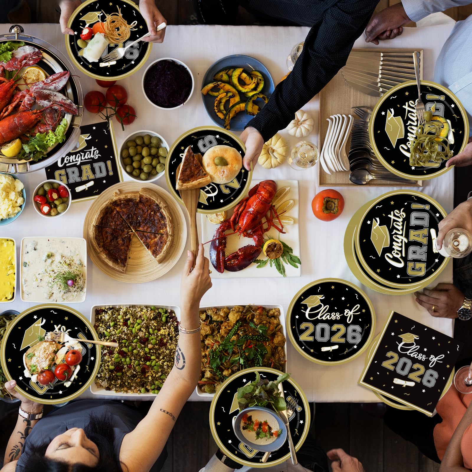Gatherfun eco-friendly tableware with thick paper and water-based ink for easy cleanup.