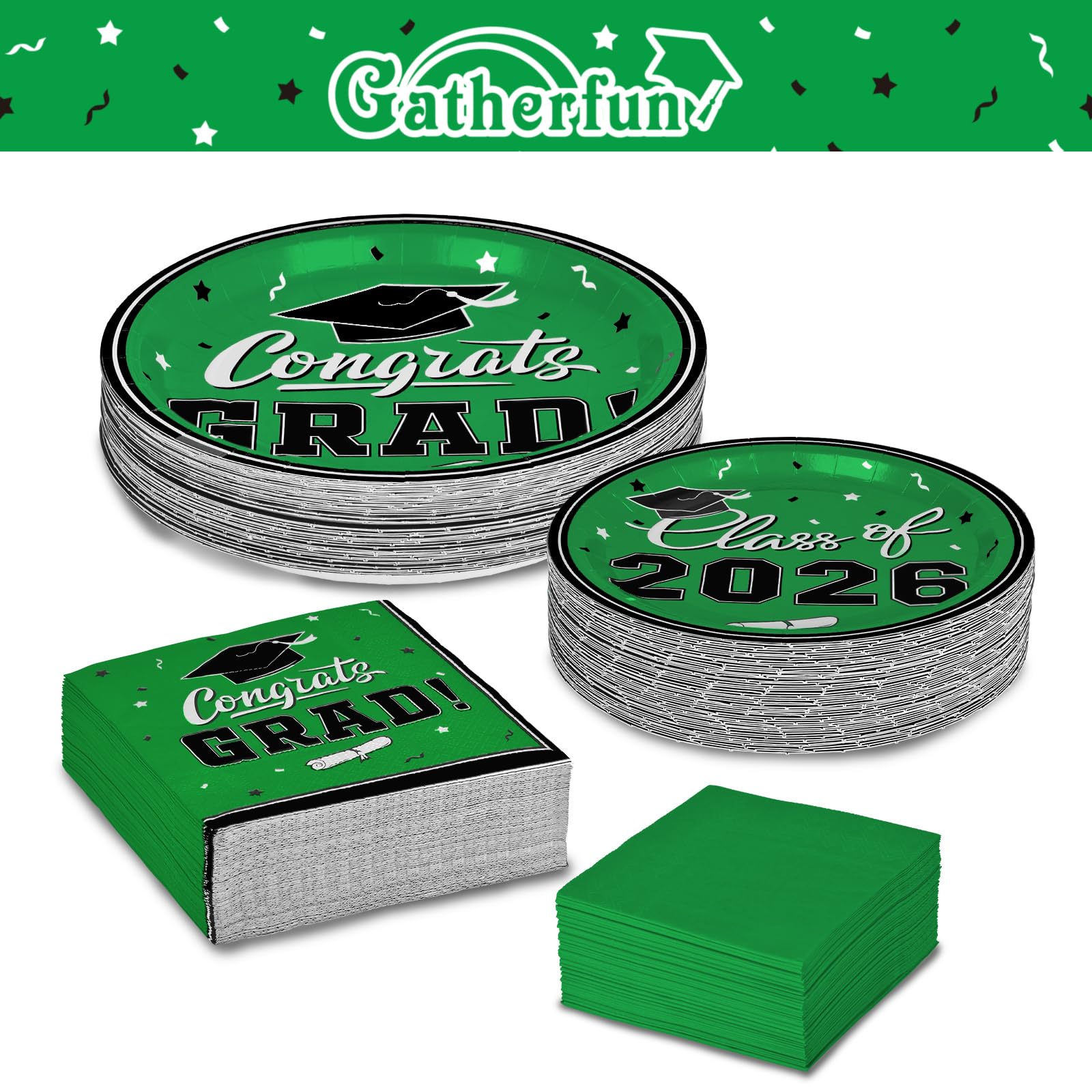 Gatherfun graduation 3-ply luncheon napkins green, highly absorbent for spills