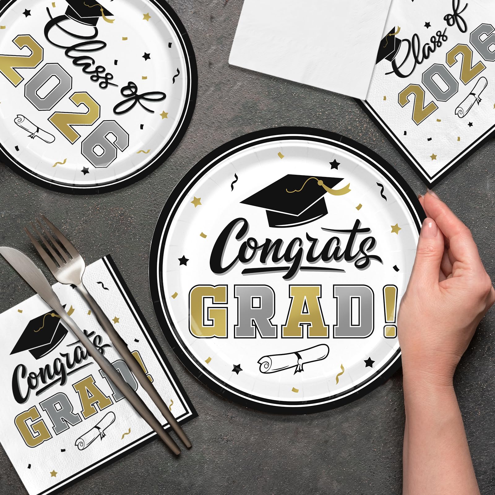 Gatherfun graduation luncheon napkins offer 3-ply absorbency for quick cleanup