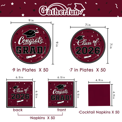 Gatherfun graduation dessert plates 7-inch for elegant dessert presentation