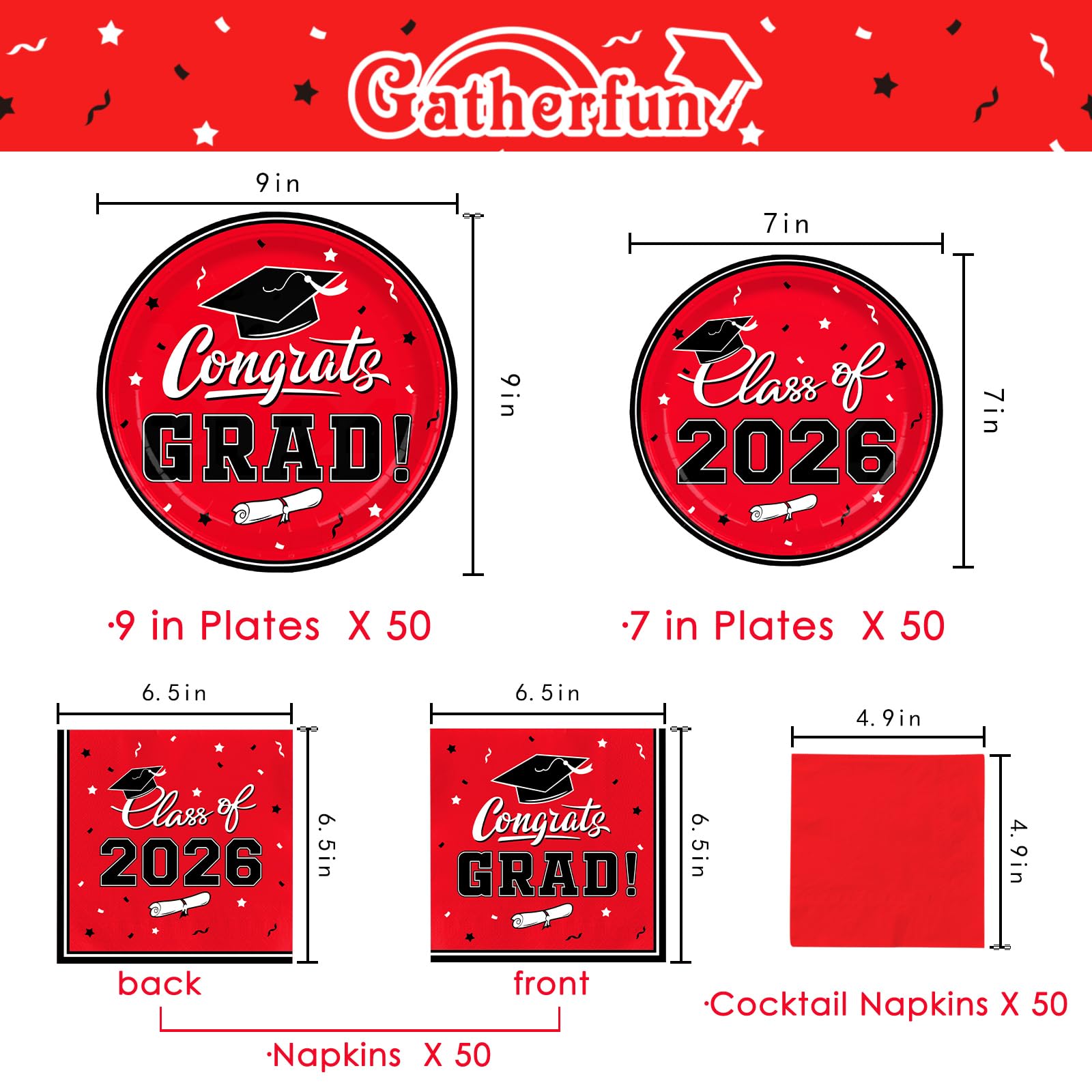 Gatherfun red 7-inch dessert plates to colorfully frame sweet treats