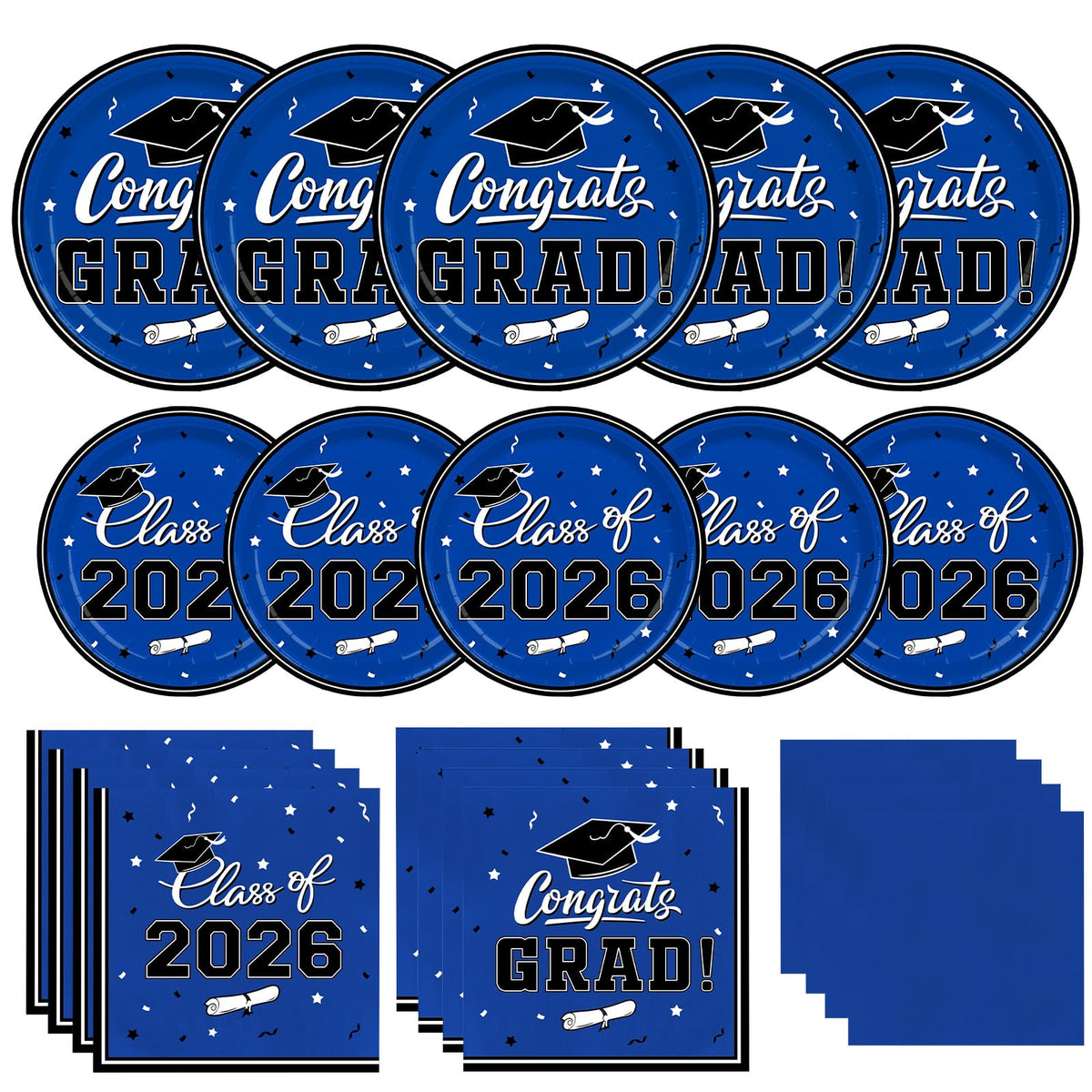 Gatherfun graduation plates dinner 9-inch blue set for quick, stylish serving at celebrations
