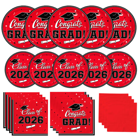Gatherfun red 9-inch graduation dinner plates for easy serving at celebrations