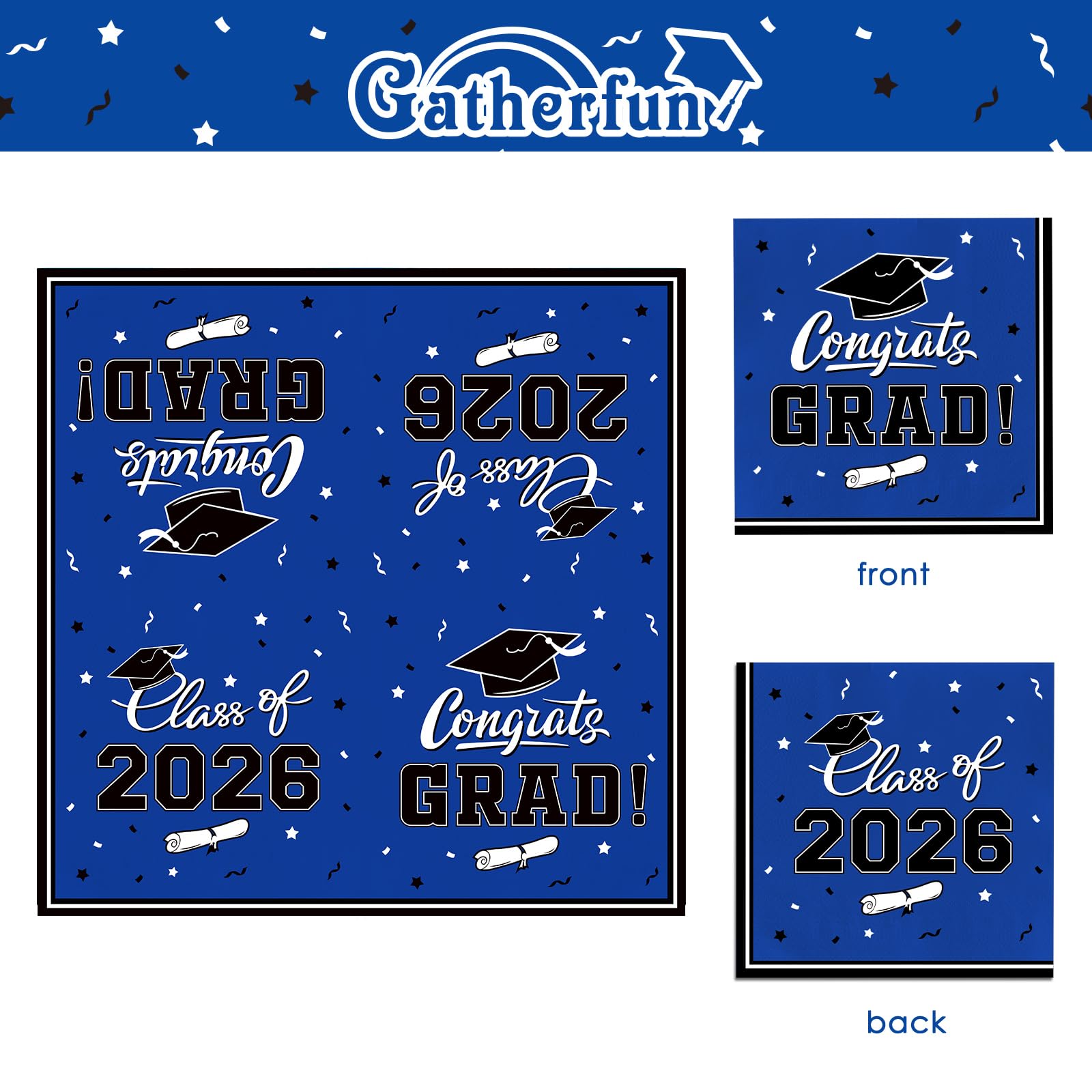 Gatherfun graduation tableware 50-count disposable set enabling quick setup and easy trash-free cleanup