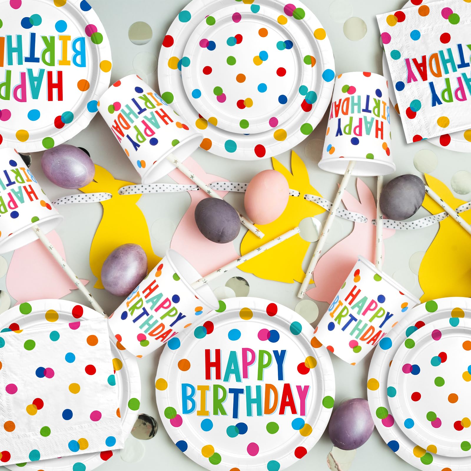 Gatherfun 6.5x6.5 inch napkins with birthday print for quick cleanups