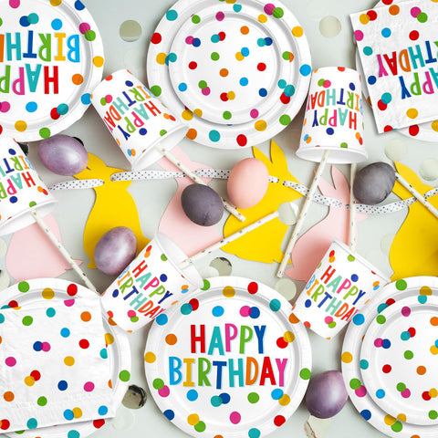 Gatherfun 6.5x6.5 inch napkins with birthday print for quick cleanups