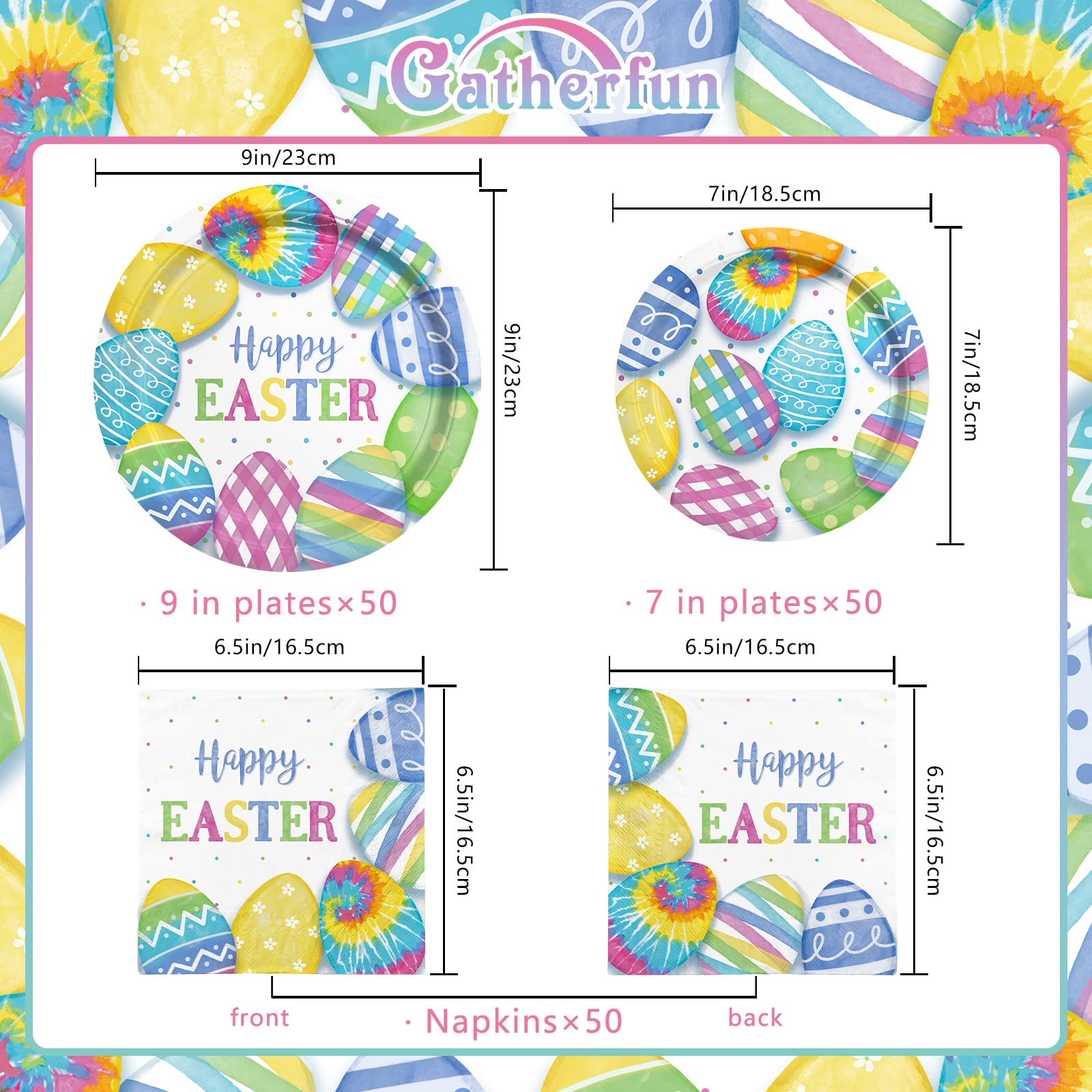 Gatherfun Happy Easter 7-inch plates ideal for desserts and snacks.