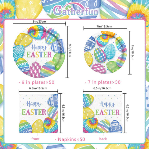 Gatherfun Happy Easter 7-inch plates ideal for desserts and snacks.
