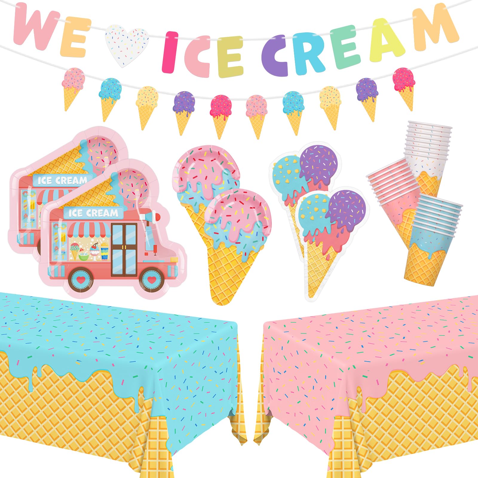 Gatherfun ice cream dinner plates add color to a festive table for birthdays