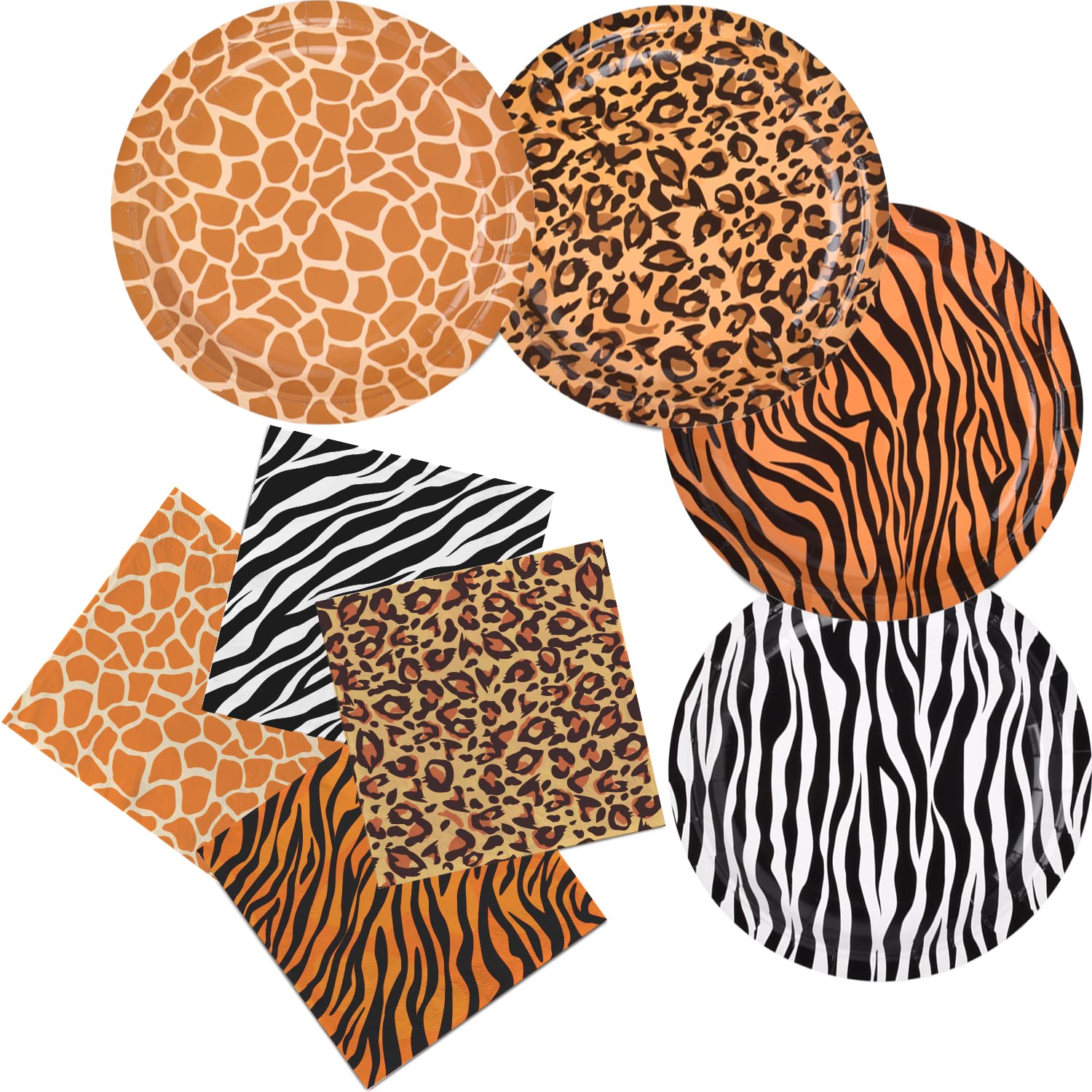 Gatherfun Jungle Zoo plates 9-inch with cheetah print for safari party