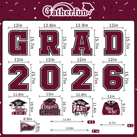 Gatherfun maroon graduation yard sign set with sturdy stakes for outdoor use