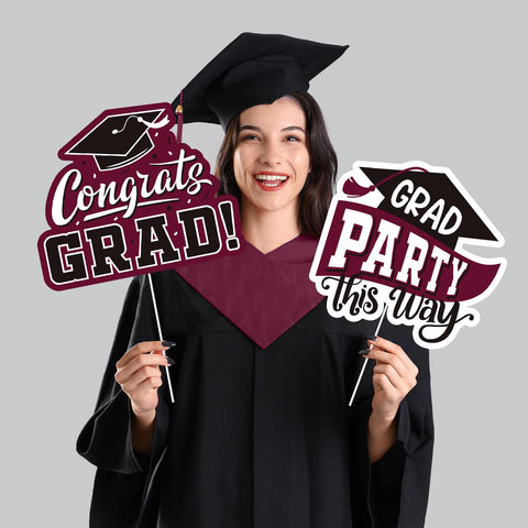 Gatherfun maroon graduation yard sign measures 15.7 by 12 inches for visibility