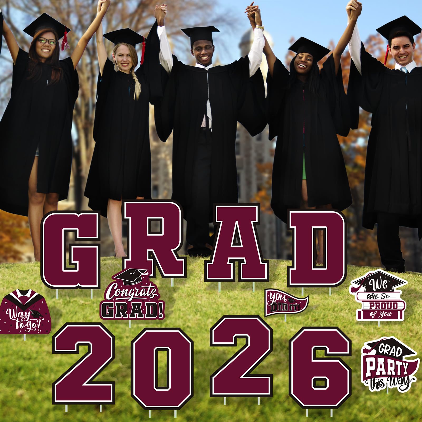 Gatherfun 2026 cap-design yard sign adds festive graduation ambiance