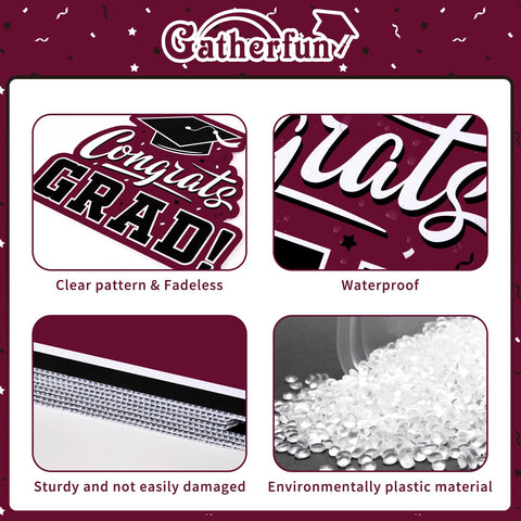 Gatherfun maroon graduation signs enhance photos and curb appeal during celebrations