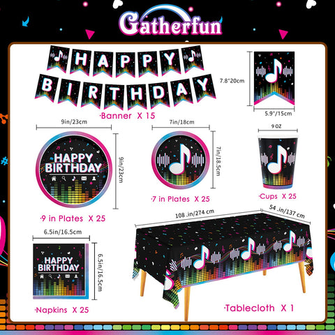Gatherfun music plates 7 inch featuring bright notes for quick serving.