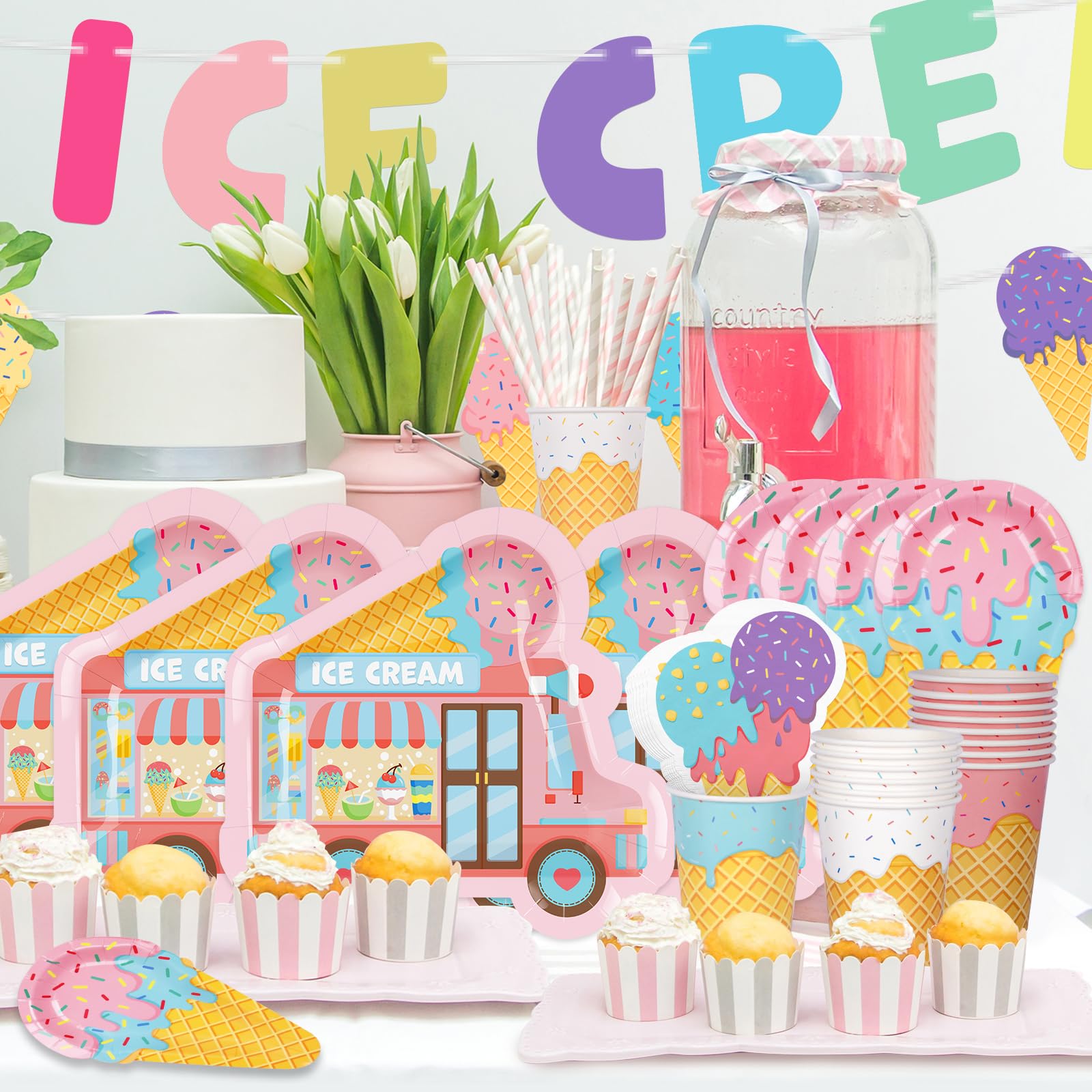 Gatherfun ice cream decor unifies colors for a cohesive theme