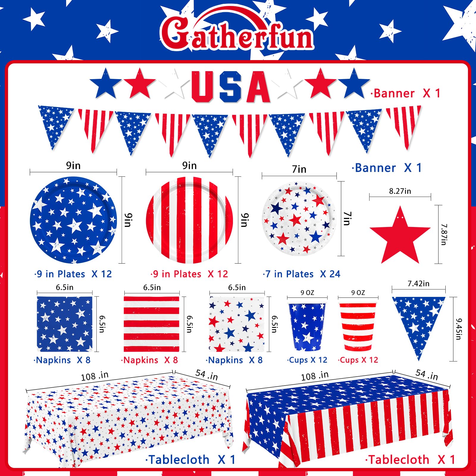 Gatherfun 7-inch plates with flag designs for easy serving at celebrations