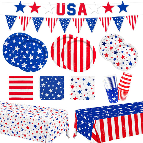 Gatherfun 9-inch plates with American flag designs for festive Independence Day meals