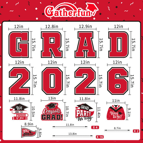 Gatherfun red grad yard sign cap design boosts lawn visibility for celebrations