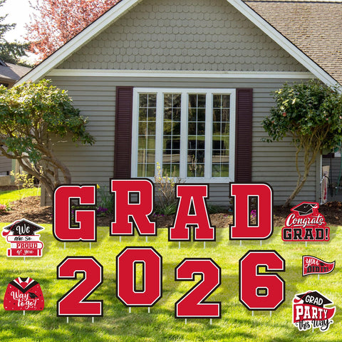 Gatherfun red yard sign class of 2026 with stakes ensures secure lawn setup