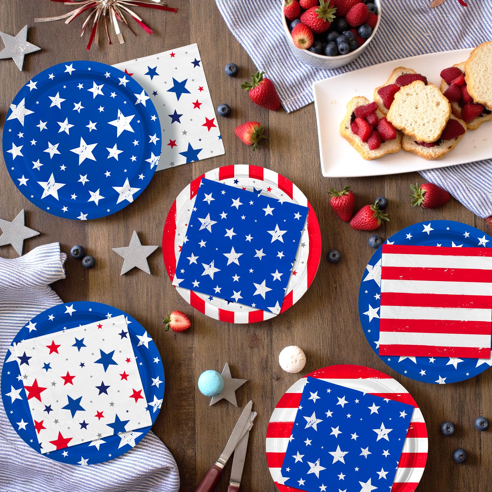 Gatherfun 54x108-inch tablecloth with star-and-stripe motif
